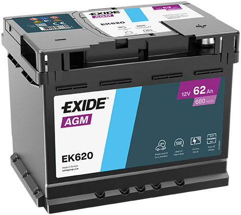 Autobaterie EXIDE Start-Stop AGM 12V 62Ah EK620
