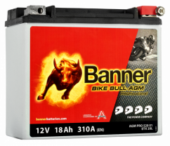 Motobaterie Banner Bike Bull AGM PRO ETX 20L, 520 01, 18Ah, 12V