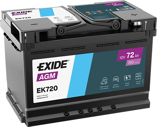 Autobaterie EXIDE Start-Stop AGM 12V 72Ah 760A EK720