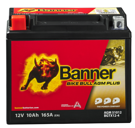 Motobaterie Banner BIKE BULL AGM PLUS 51012 BGTX12-4, 12V -10Ah  ( YTX12-BS )