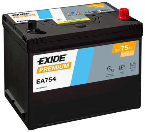 Autobaterie EXIDE Premium 75Ah, 12V, EA754
