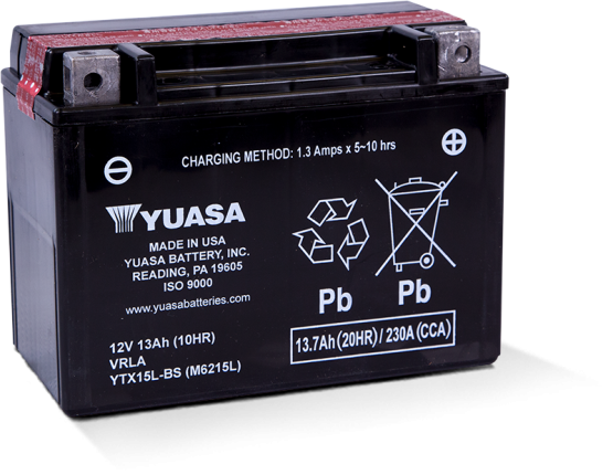 Motobaterie YUASA YTX15L-BS, 12V,  13Ah