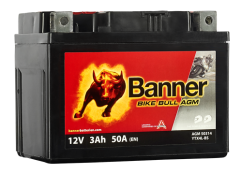 Motobaterie Banner Bike Bull AGM YTX4L-BS, 3Ah, 12V