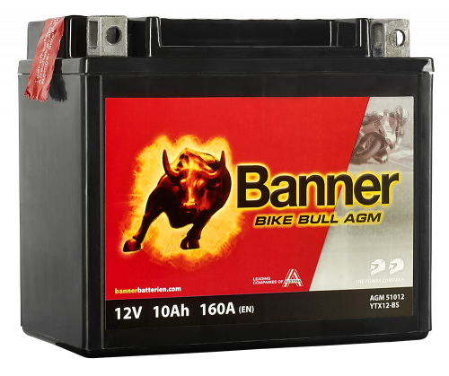 Motobaterie Banner Bike Bull AGM YTX12-BS, 10Ah, 12V