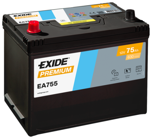 Autobaterie EXIDE Premium 75Ah, 12V, EA755