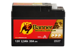 Motobaterie BIKE BULL AGM PLUS 50301 BGTR4A-S, (YTR4A-BS), 12V - 3Ah