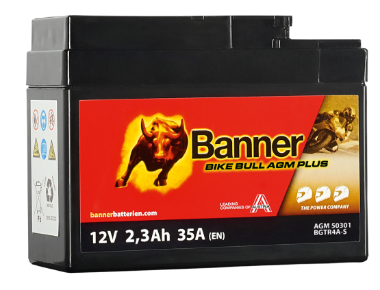 Motobaterie BIKE BULL AGM PLUS 50301 BGTR4A-S, (YTR4A-BS), 12V - 3Ah
