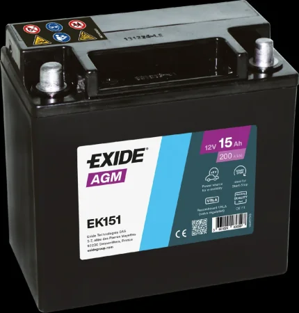 Autobaterie EXIDE START-STOP 12V 15Ah 200A EK151
