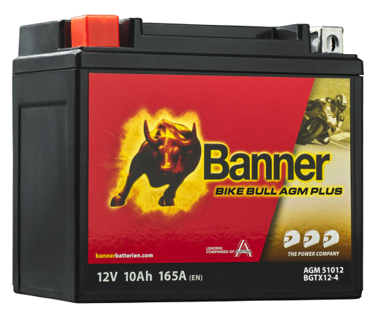 Motobaterie Banner BIKE BULL AGM PLUS 51012 BGTX12-4, 12V -10Ah  ( YTX12-BS )